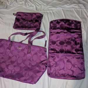 New 3piece Coach violet weekender set